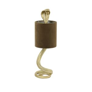 Zlatá antik stolní lampa kobra s karamelovým stínidlem Cobra - 20*19*58cm / E27 Light & Living