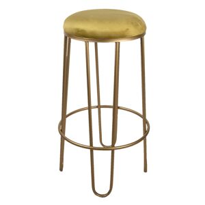 Zlatá kovová barová židle se zlatým sedákem - Ø 41*74 cm Clayre & Eef
