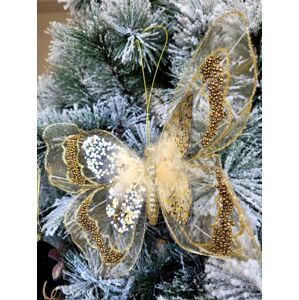 Zlatá třpytivá ozdoba motýl s flitry a korálky na klip  - 25*15 cm  Colmore by Diga