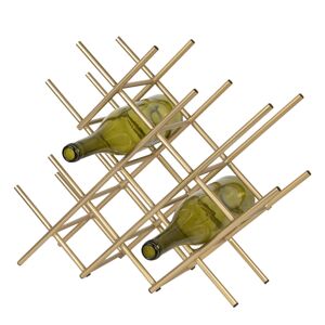 Zlatý kovový stojan na láhve vína - 47*14*40 cm Clayre & Eef