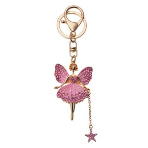 Zlatý přívěsek na klíče/ kabelku baletka s růžovými kamínky Clayre & Eef